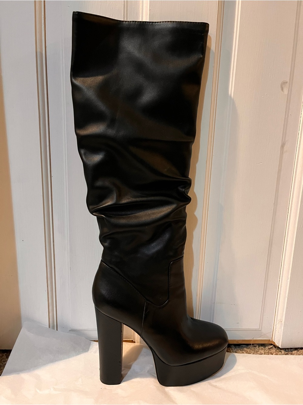 JLO Black High Heel Platform Knee-High Boots size 6.5